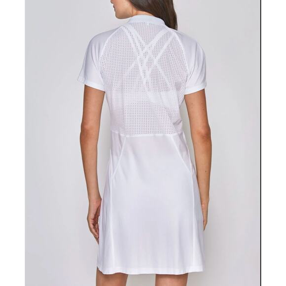 (XS) NWT $195  L'Etoile Sport MESH ZIP PERFORMANCE DRESS White Red - Picture 4 of 6